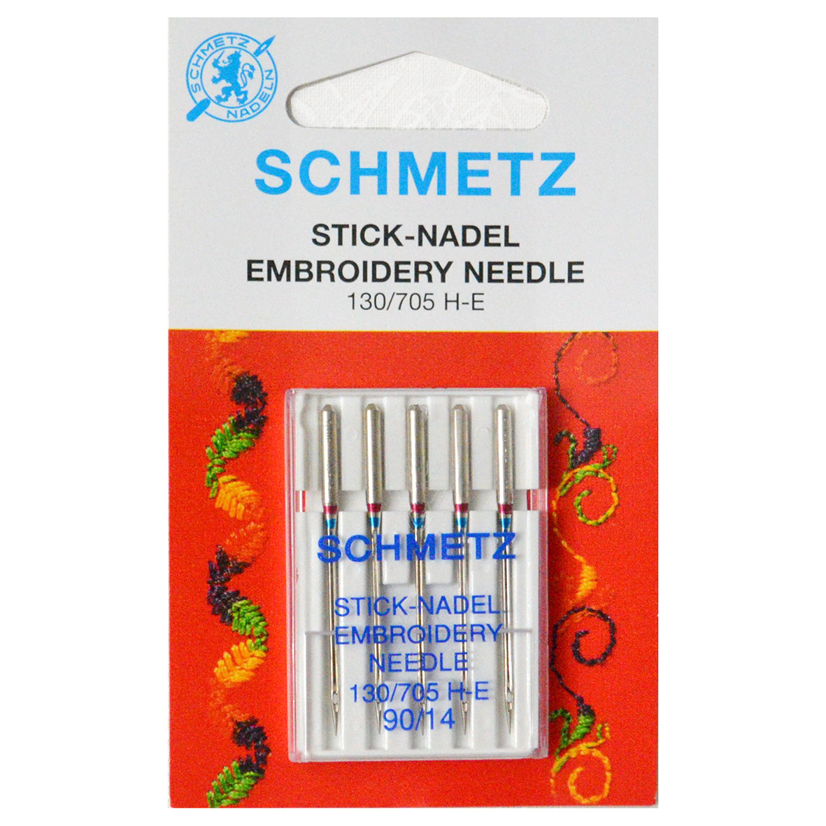 Schmetz Sewing Machine Needles Embroidery 90 14 5 Per Cassette Homecraft Textiles