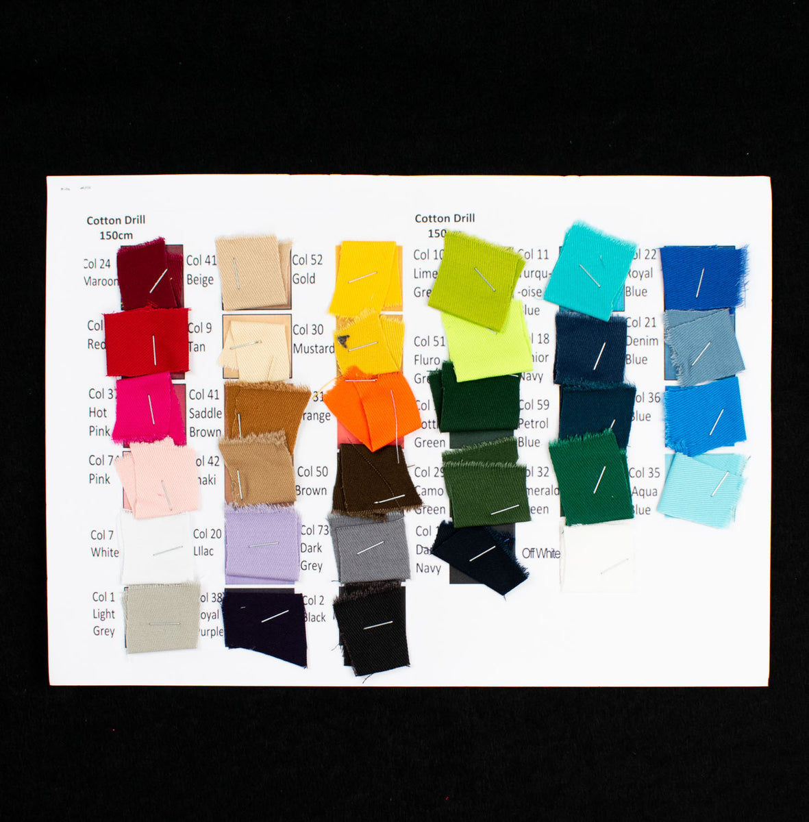 Cotton Drill Sample Book Homecraft Textiles