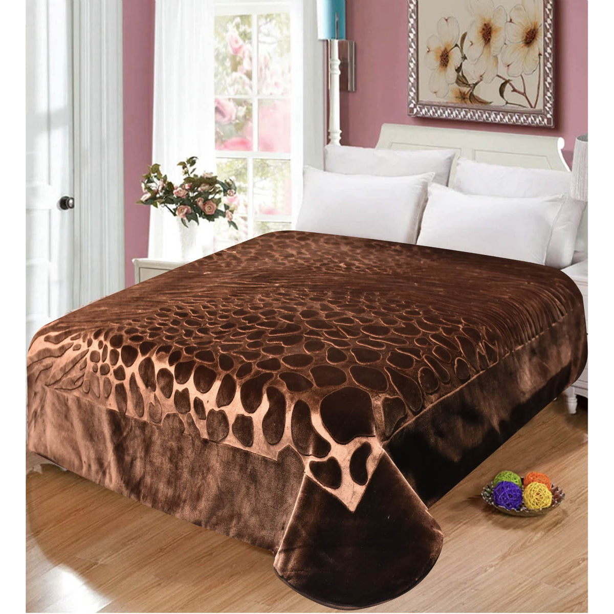 Slumber Embossed Luxury 5KG Mink Blanket Chocolate Brown Homecraft
