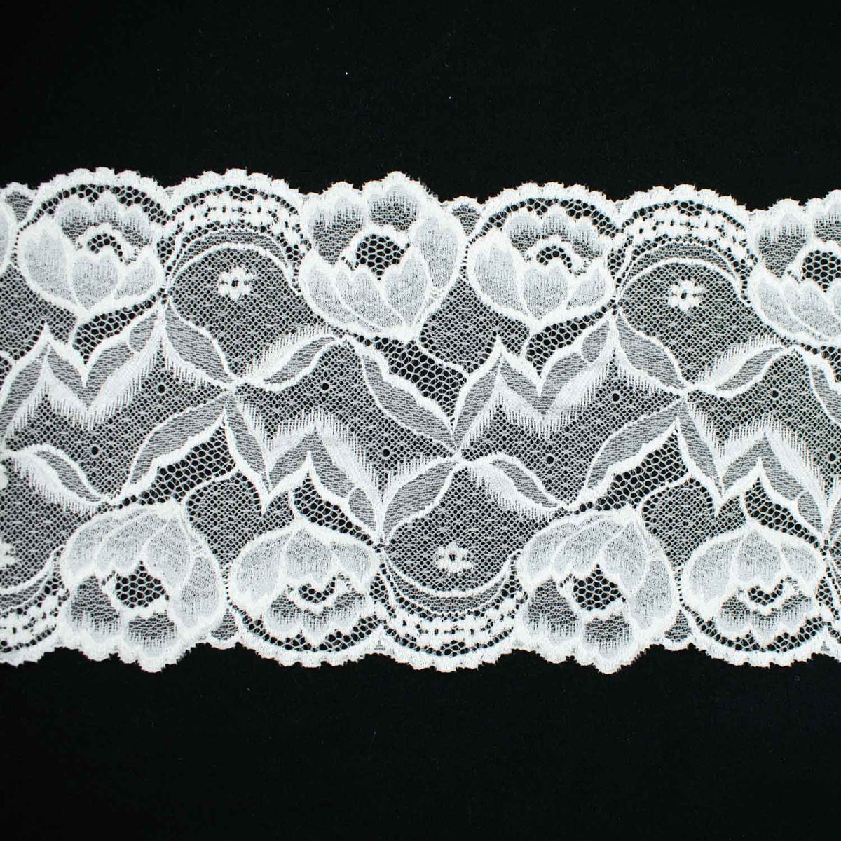 White Raschel Stretch Lace Matina