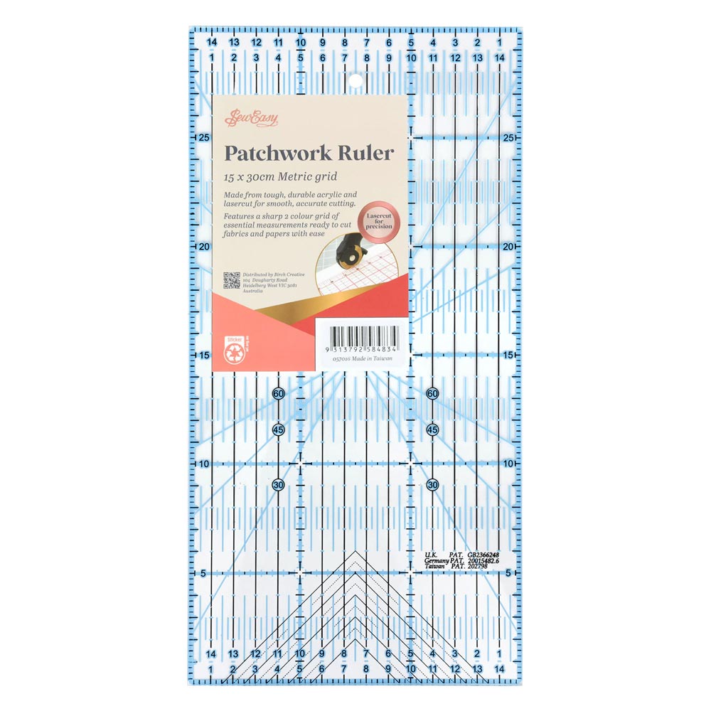 Sew Easy Metric Quilt Ruler – 15cm x 30cm