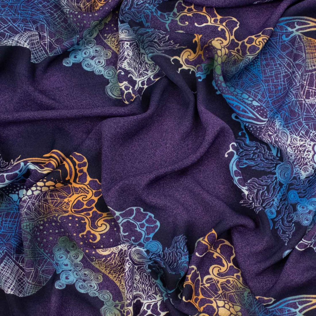 Fine Satin Prints Design-658 Abstract Purple