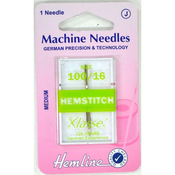 Hemline Sewing Machine Wing Needle Hemstitch Size 100/16 - Pack of 1 Needle