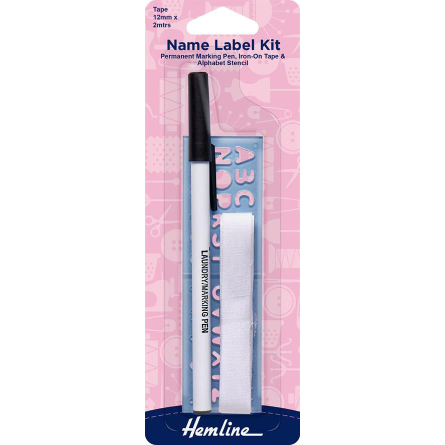 Hemlien Name Label Kit - Pen and Iron-On Tape 12mm x 2mtrs
