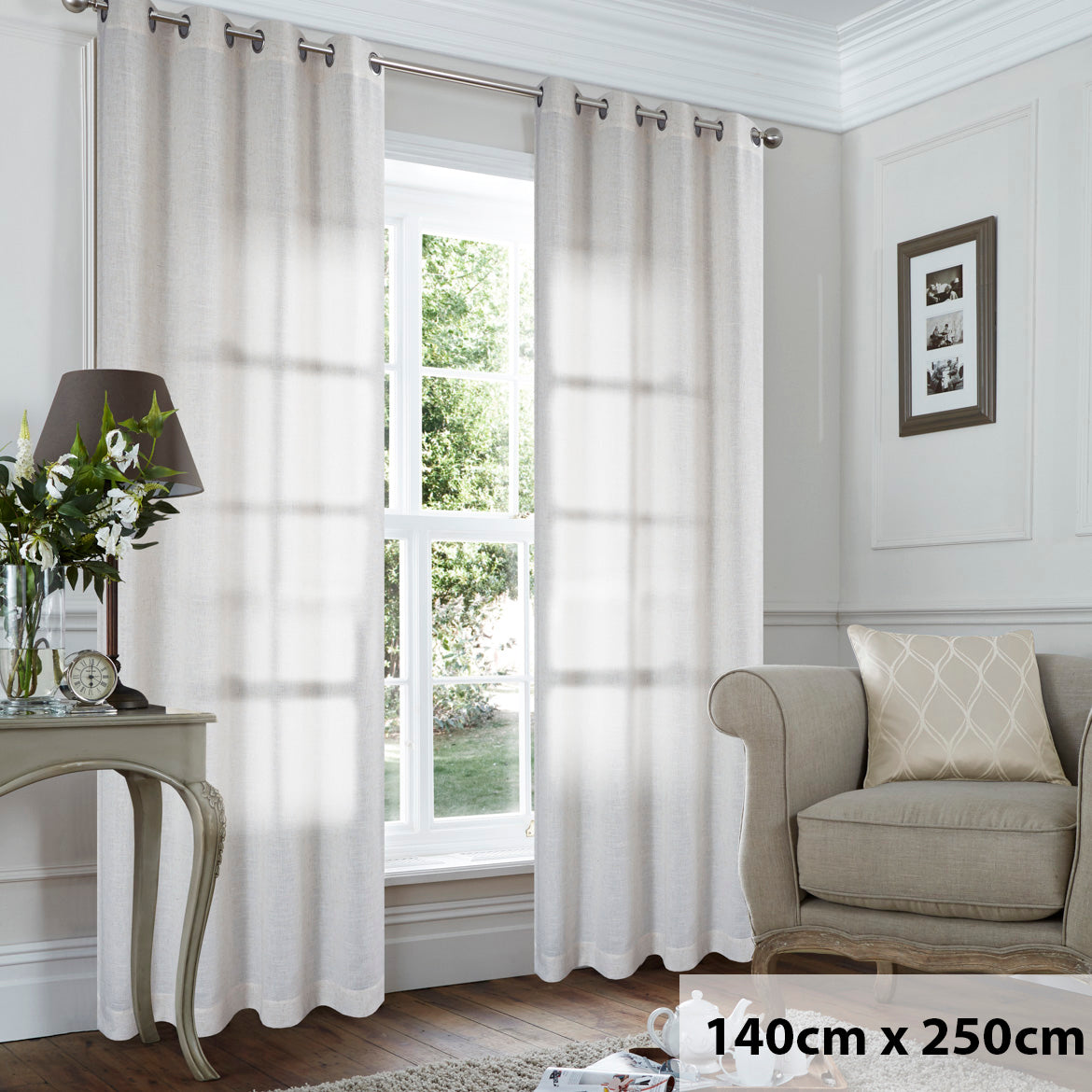 St Tropez Linen Blend Ready to Hang Eyelet Curtain