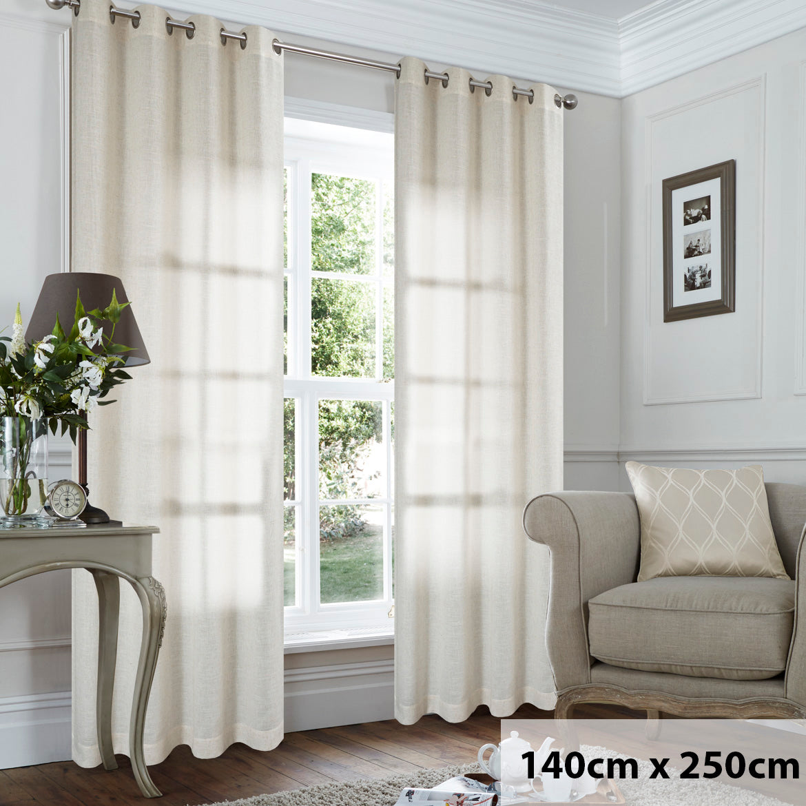 St Tropez Linen Blend Ready to Hang Eyelet Curtain