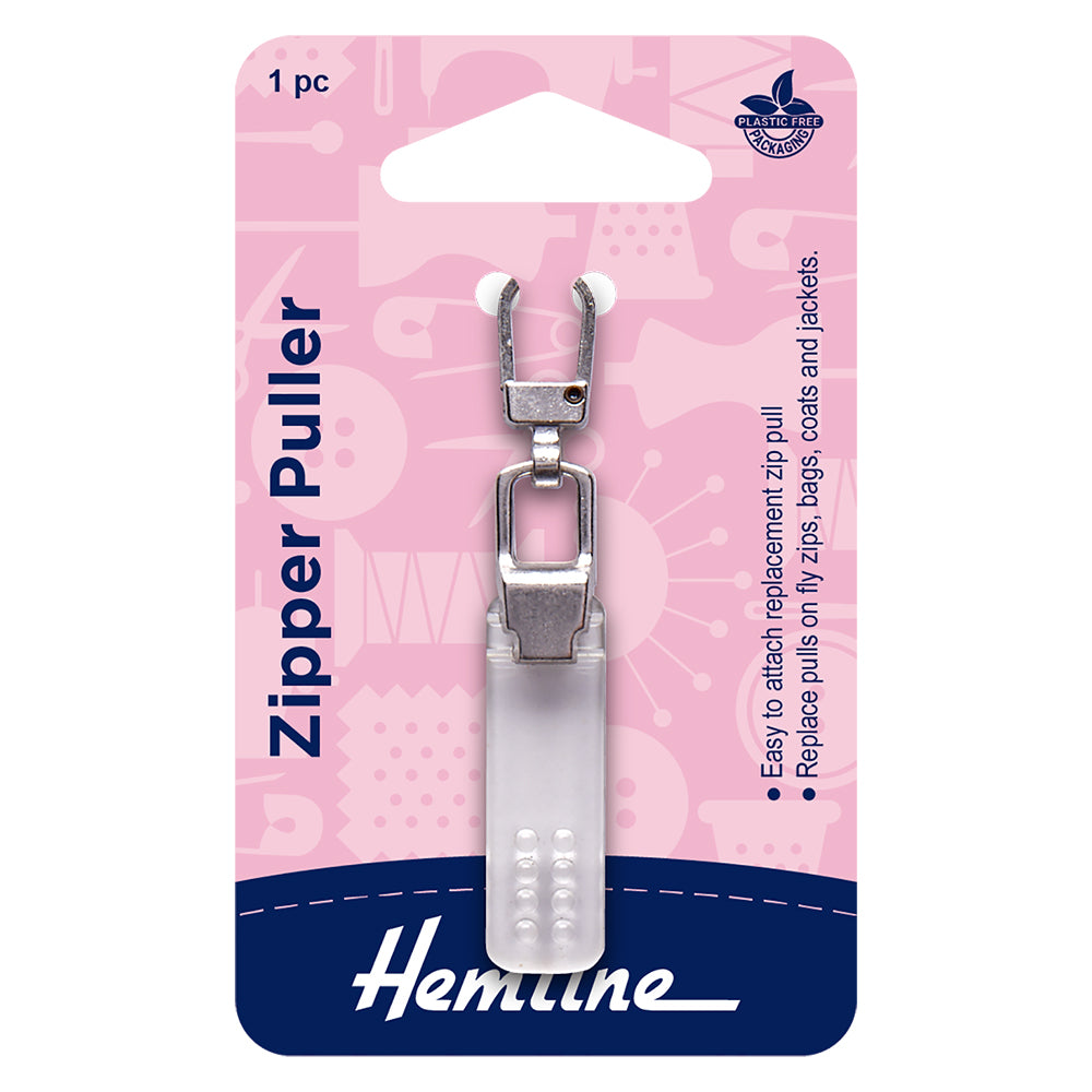Hemline Zipper Puller - Silver & Clear