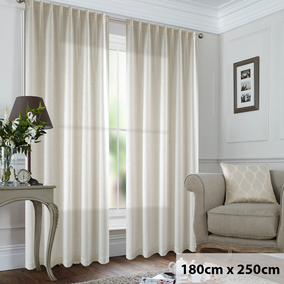 St Tropez Linen Blend Concealed Tab Ready to Hang Curtain