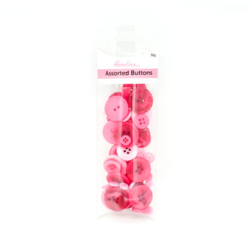 Hemline Assorted  Buttons Pink