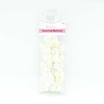 Hemline Assorted  Buttons White