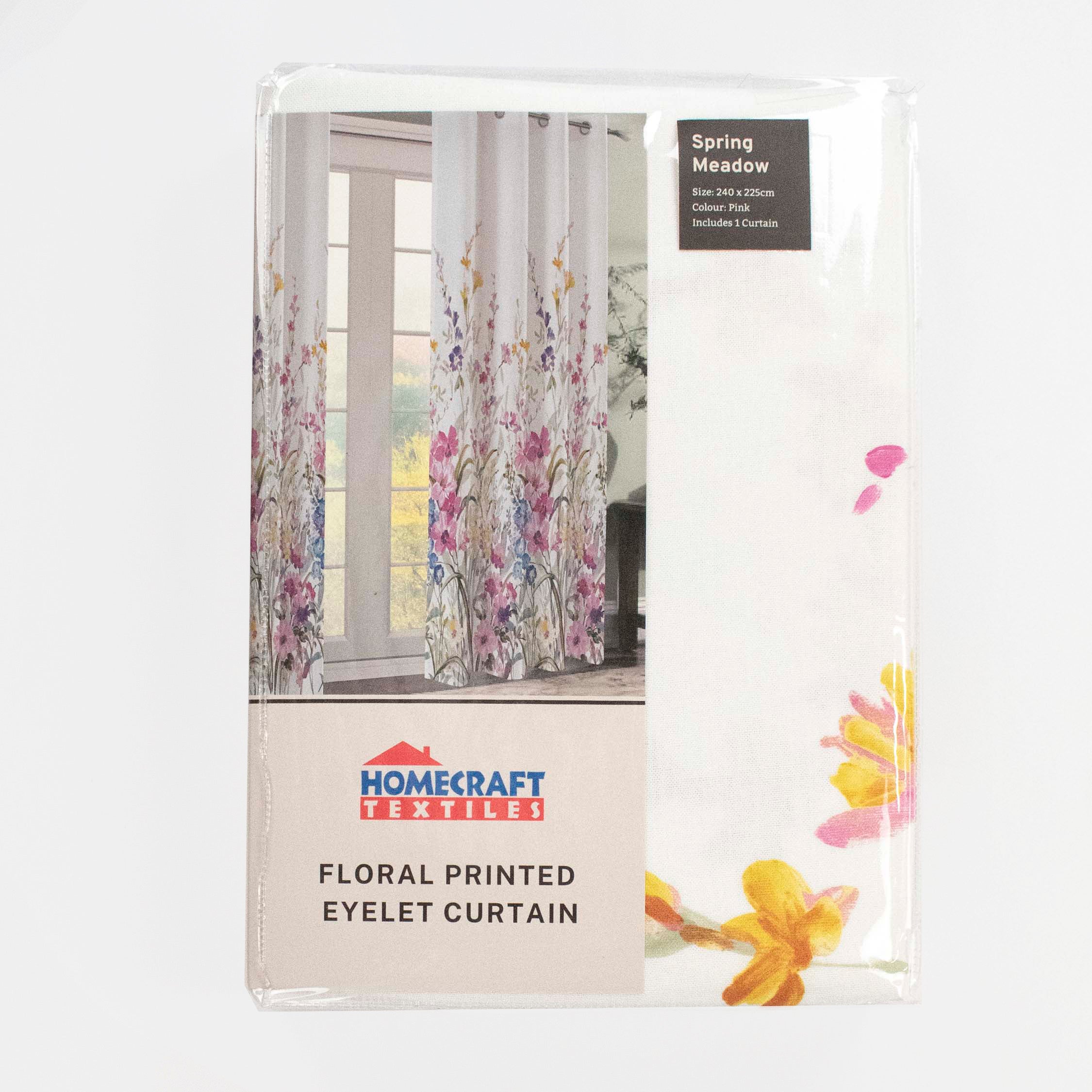 Spring Meadow Floral Printed Ready to Hang Eyelet Curtain