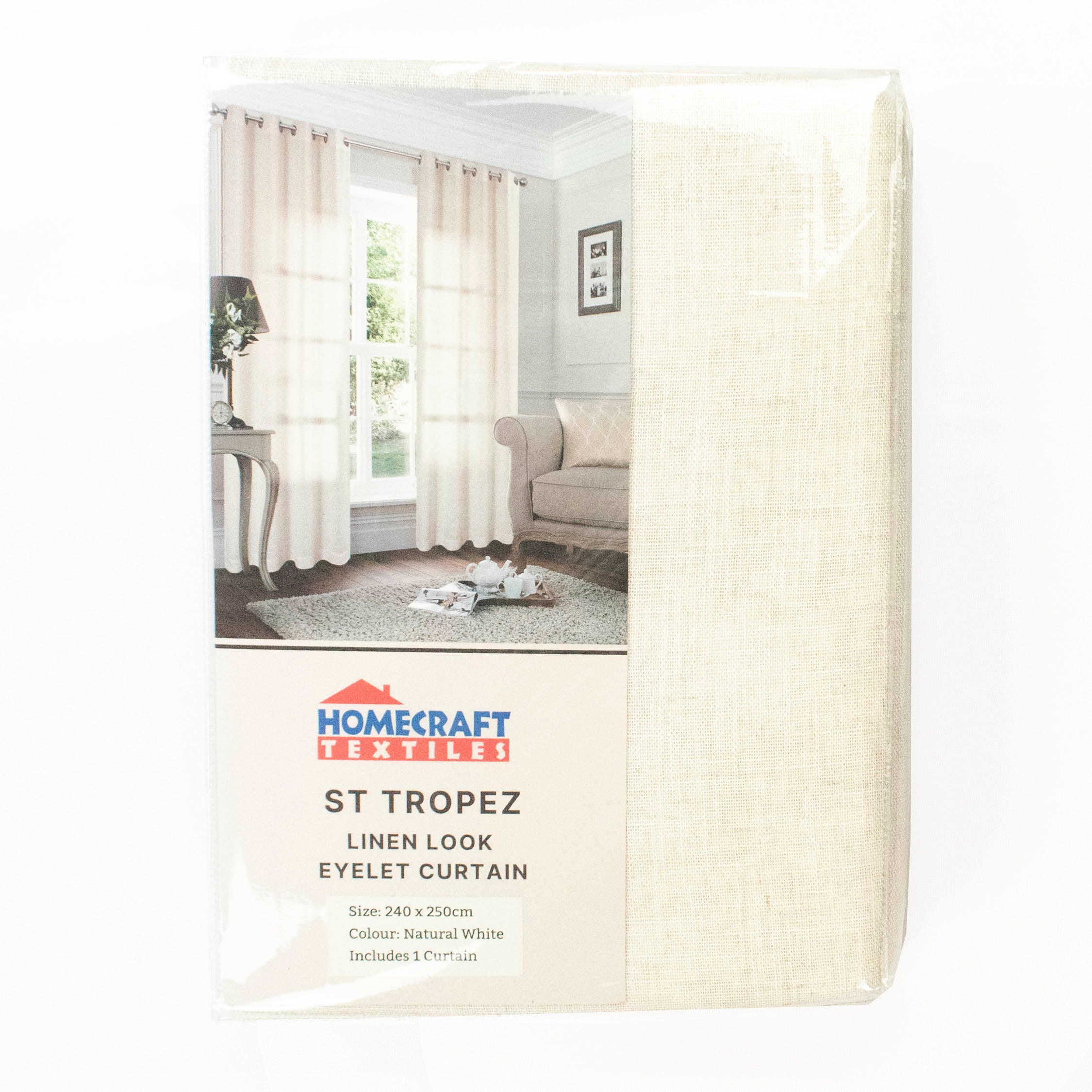 St Tropez Linen Blend Ready to Hang Eyelet Curtain