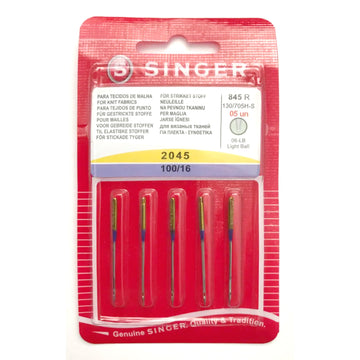 Singer Sewing Machine Needles 2045 Stretch/Ballpoint 100/16 - 5 Per Cassette