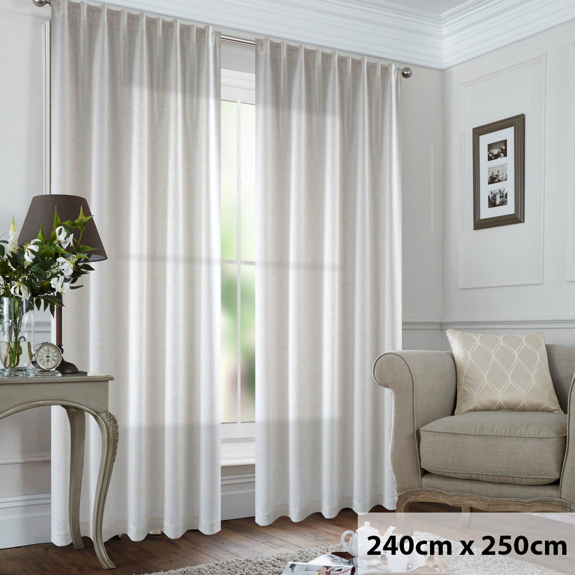 St Tropez Linen Blend Concealed Tab Ready to Hang Curtain