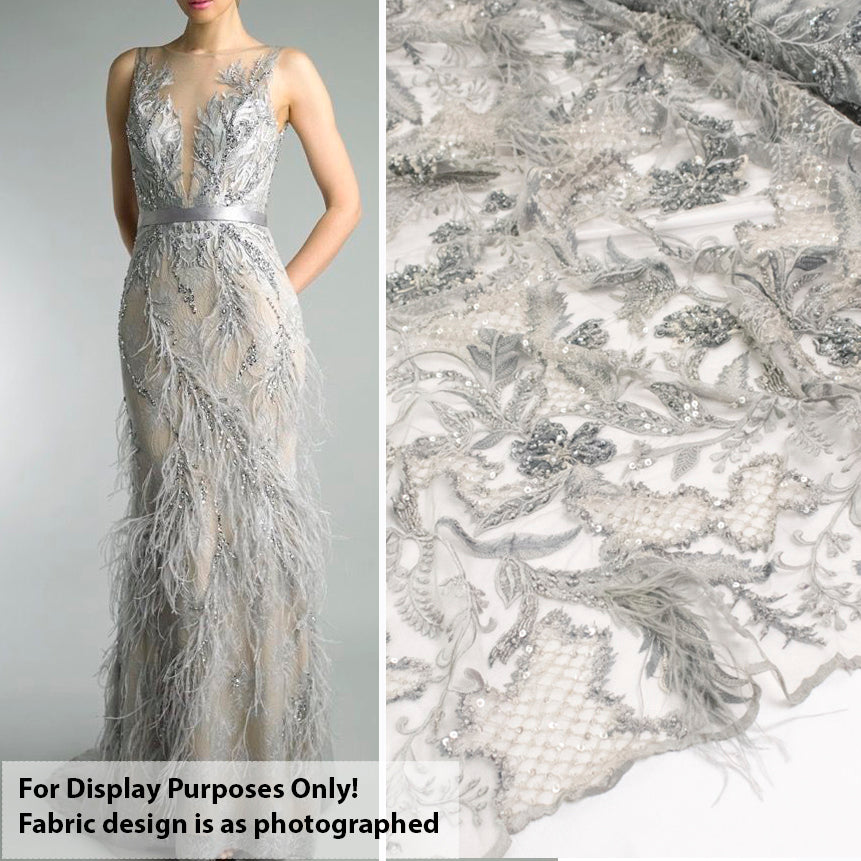 Pathan Collection Embroidered Couture Laces – Design-2441 3D Floral and Luxurious Feather