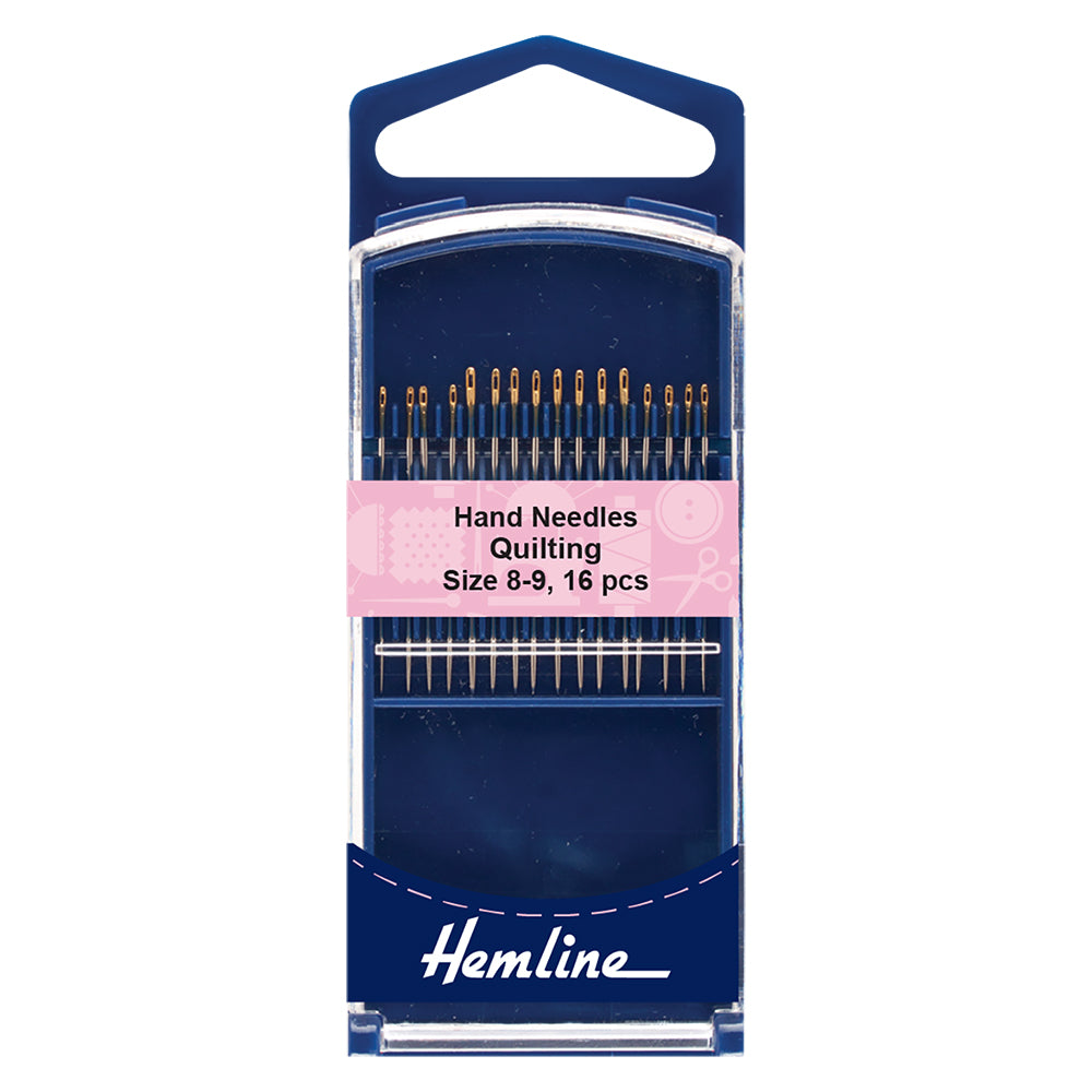 Hemline Hand Needle Quilting 16 Pack - Size 8-9 - Gold Eye