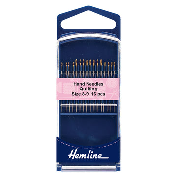 Hemline Hand Needle Quilting 16 Pack - Size 8-9 - Gold Eye