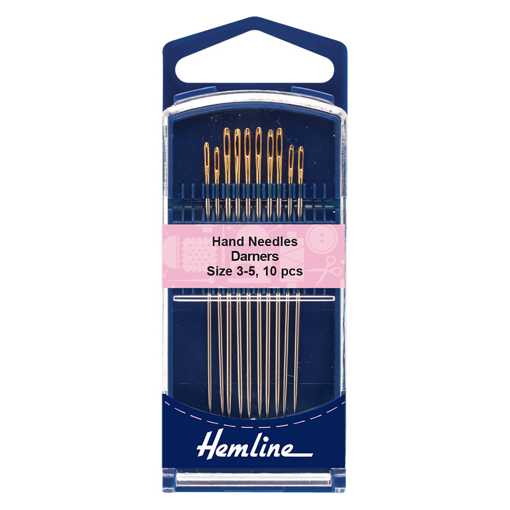 Hemline Hand Needles Darners 10 pack - size 3-5 gold-eye