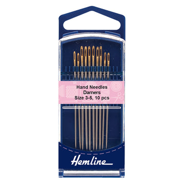 Hemline Hand Needles Darners 10 pack - size 3-5 gold-eye