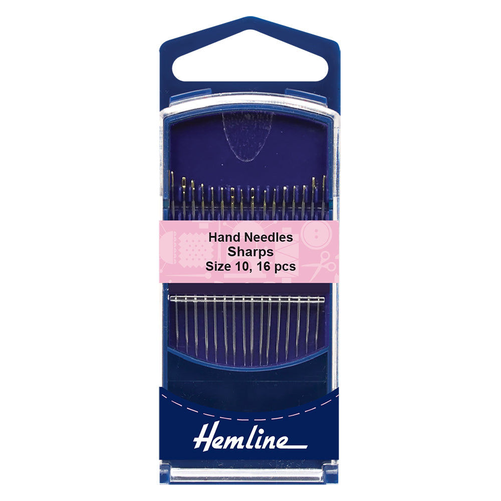 Hemline- Hand Needles – Sharps – 16 pack - size 10 - gold-eye