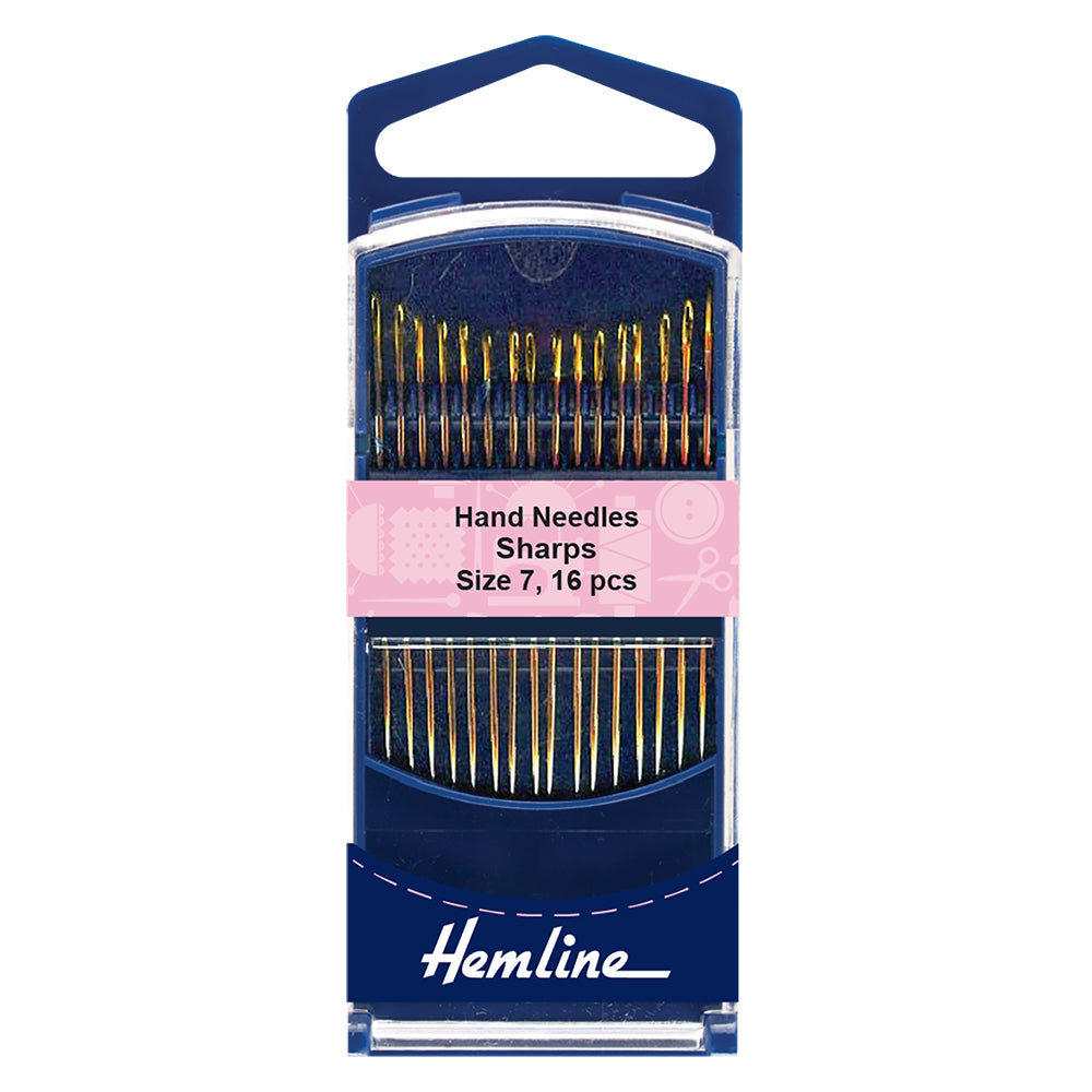 Hemline- Hand Needles – Sharps – 16 pack - size 7 - gold-eye