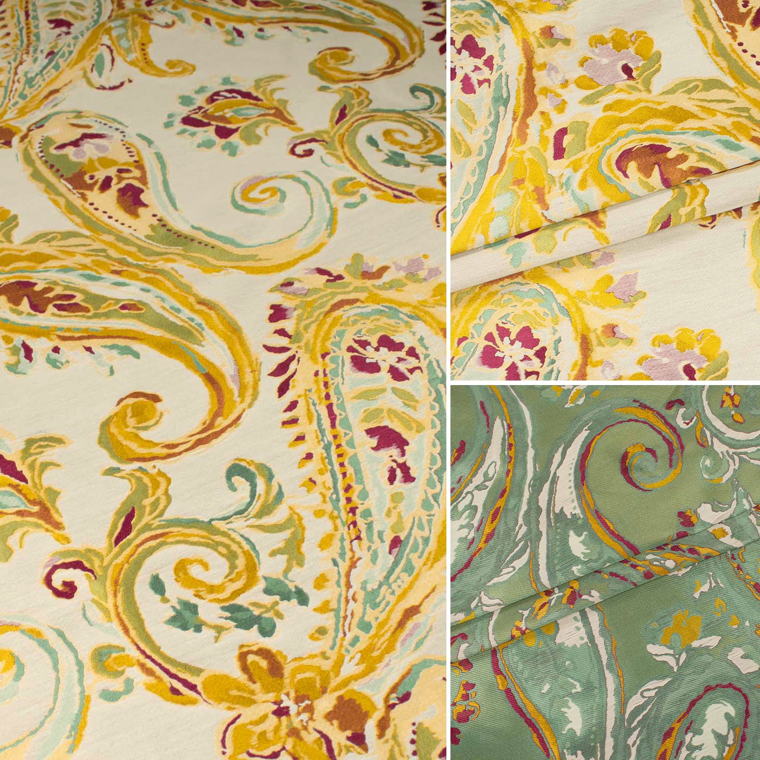 Turkish Curtaining/Upholstery Embroidered Reversible Paisley Brocade