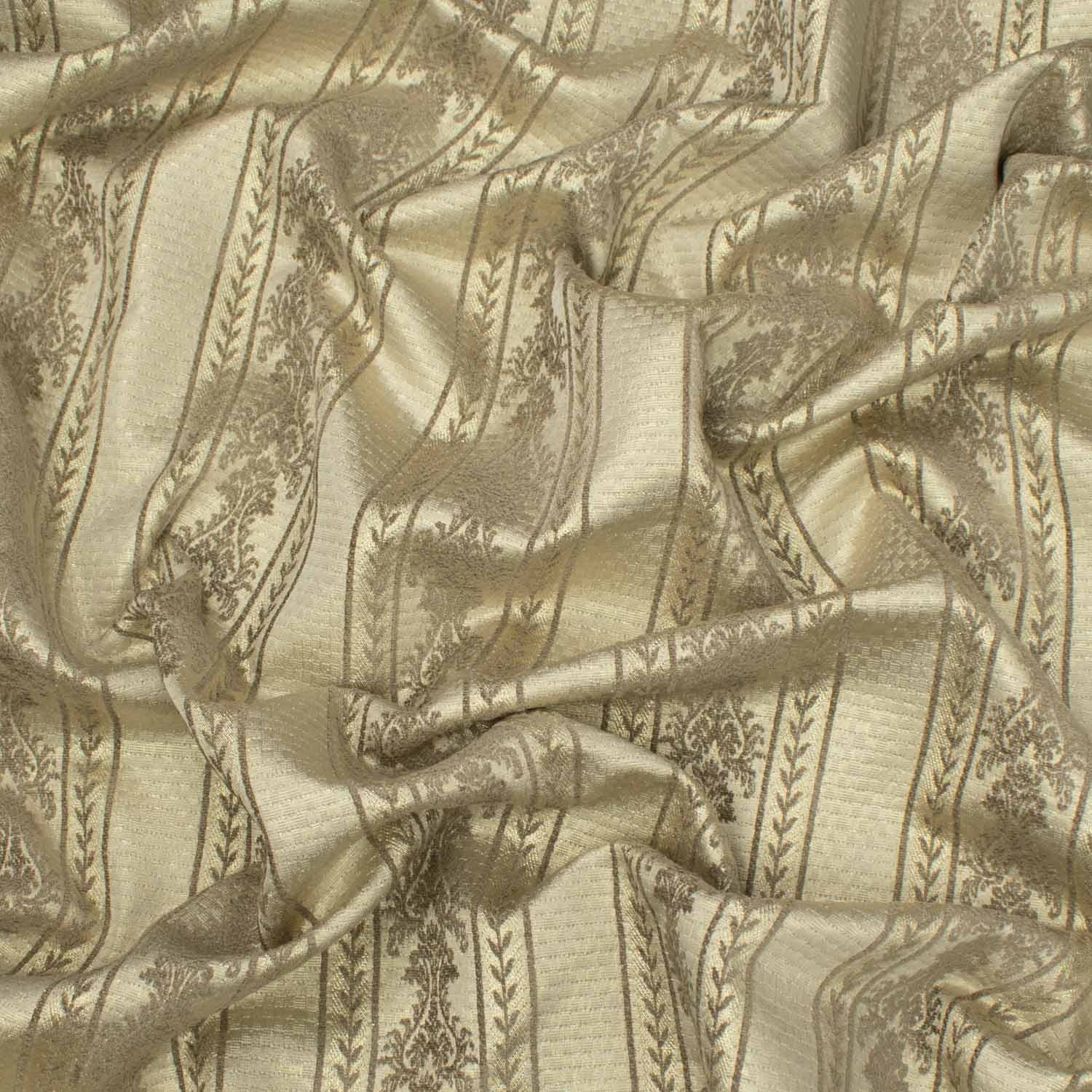 Turkish Curtaining/Upholstery Embroidered Vintage Vines Stripes Jacquard