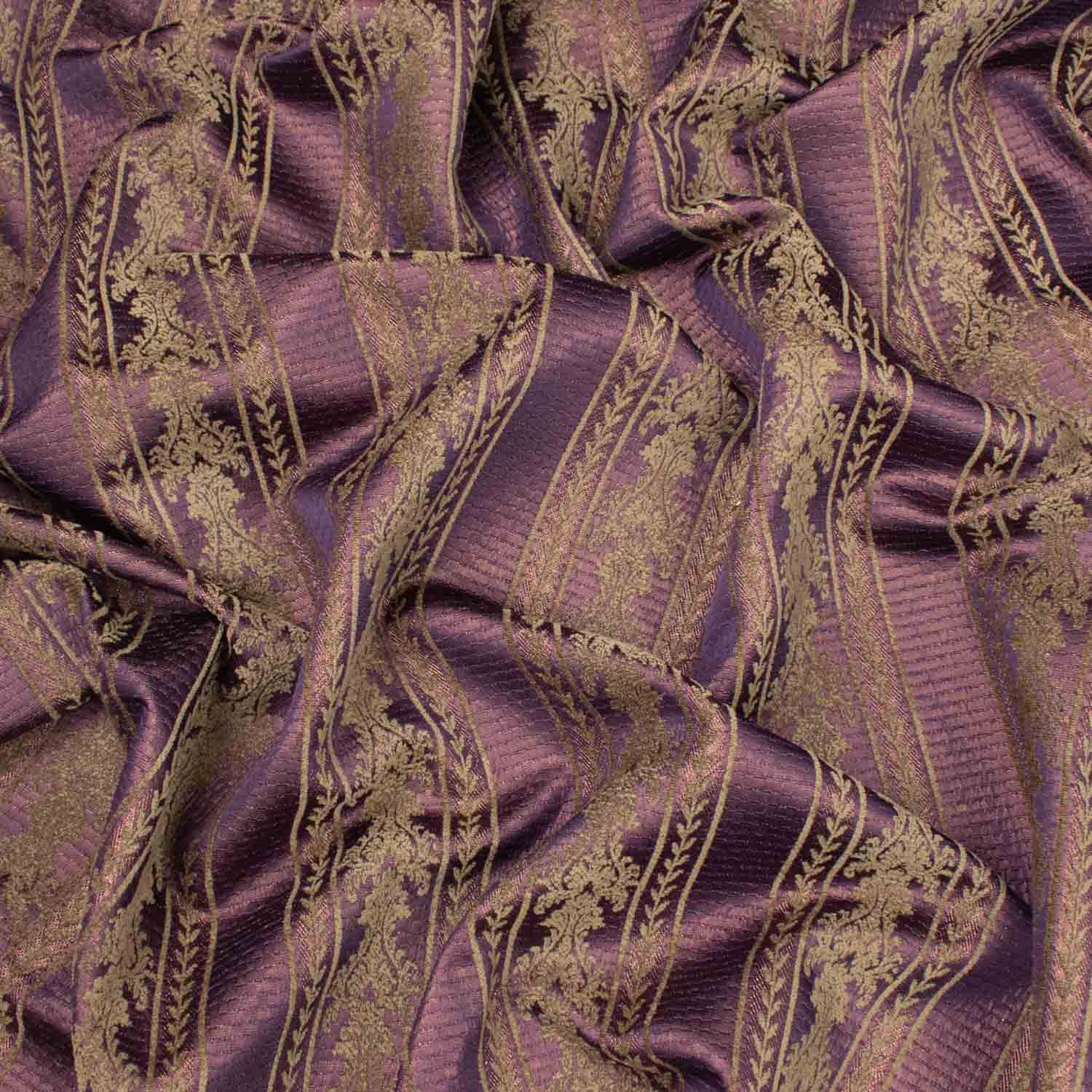 Turkish Curtaining/Upholstery Embroidered Vintage Vines Stripes Jacquard