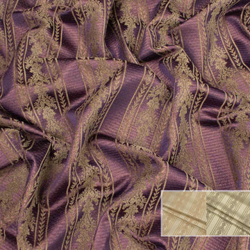 Turkish Curtaining/Upholstery Embroidered Vintage Vines Stripes Jacquard