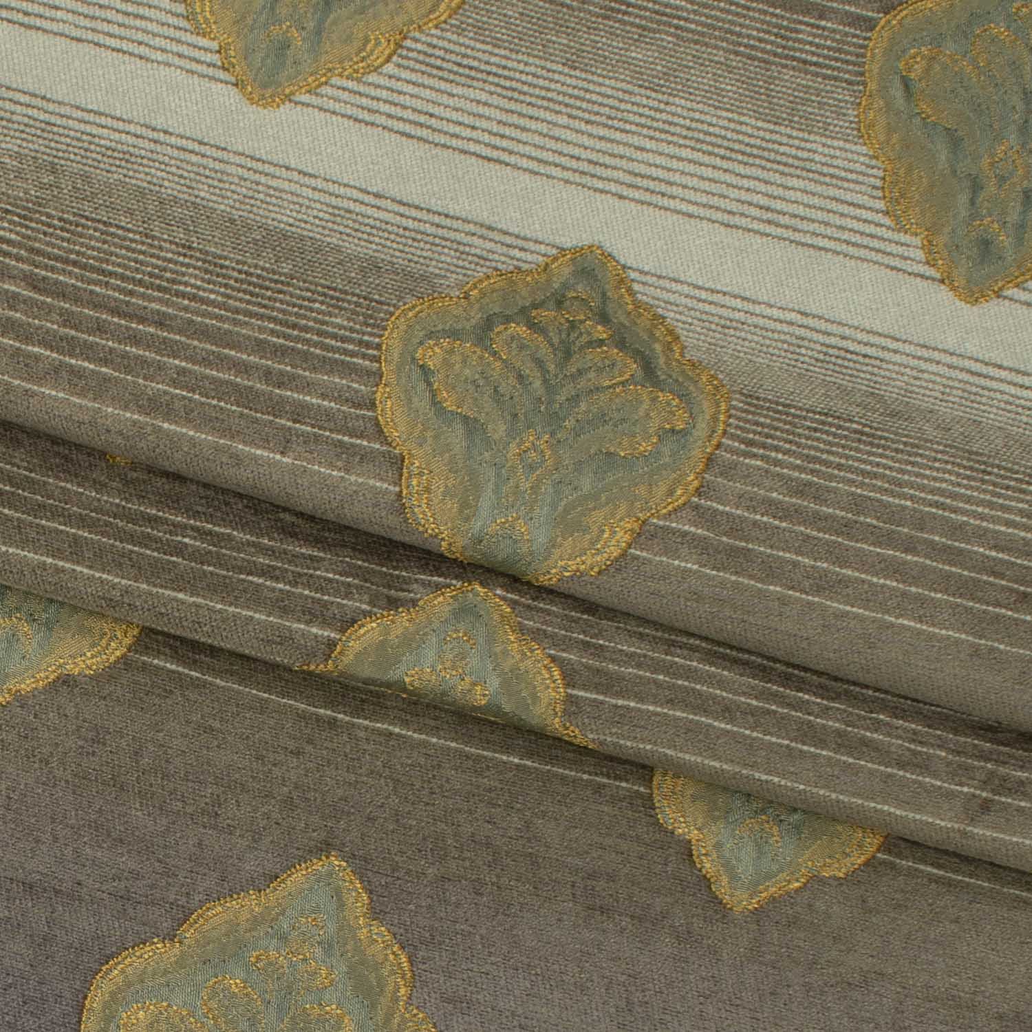 Turkish Curtaining/Upholstery Embroidered Vintage Floral Ombre Shaded Brocade Chenille