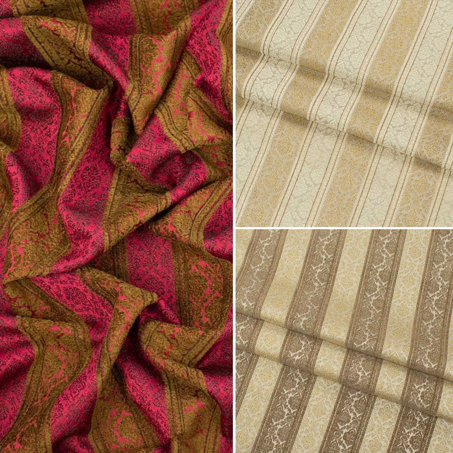 Turkish Curtaining/Upholstery Embroidered Vintage Stripes Chenille Jacquard