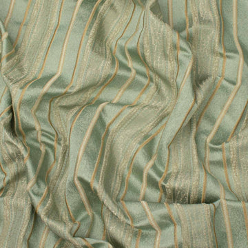 Turkish Curtaining/Upholstery Embroidered Teal Stripes Jacquard