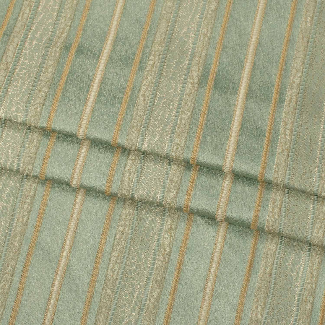 Turkish Curtaining/Upholstery Embroidered Teal Stripes Jacquard