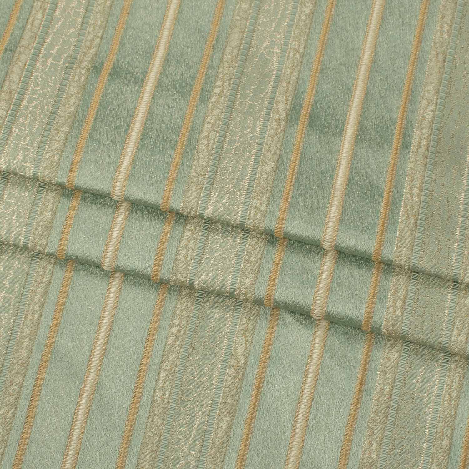 Turkish Curtaining/Upholstery Embroidered Teal Stripes Jacquard