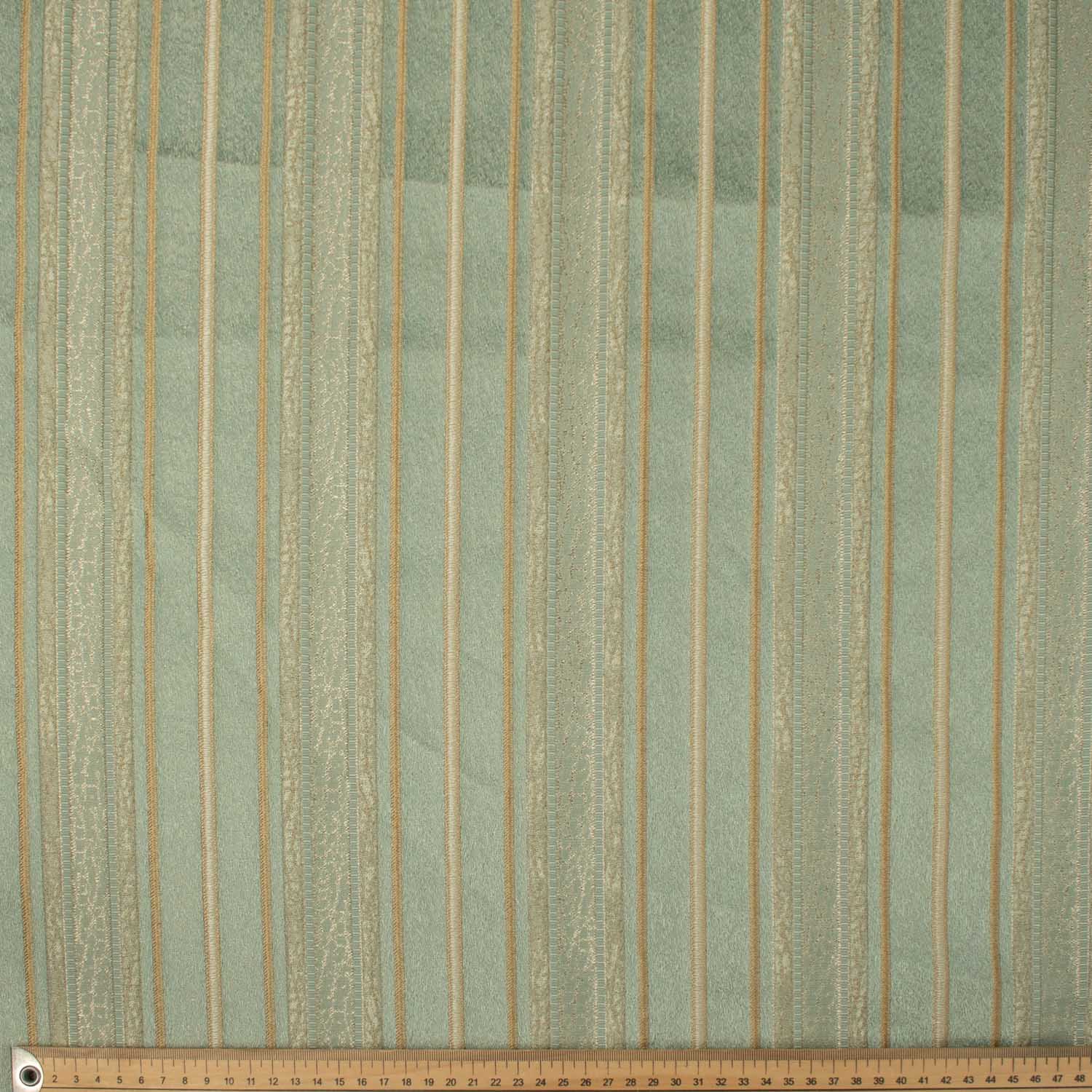 Turkish Curtaining/Upholstery Embroidered Teal Stripes Jacquard