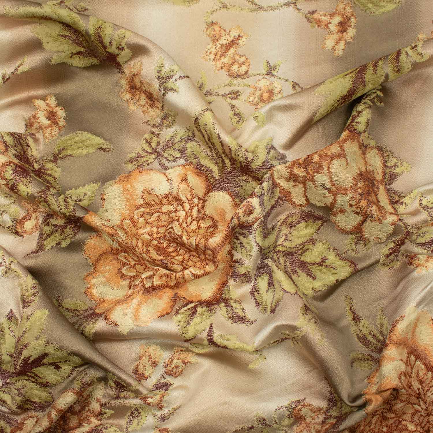 Turkish Curtaining/Upholstery Large Floral Brocade on Ombré Shaded Beige