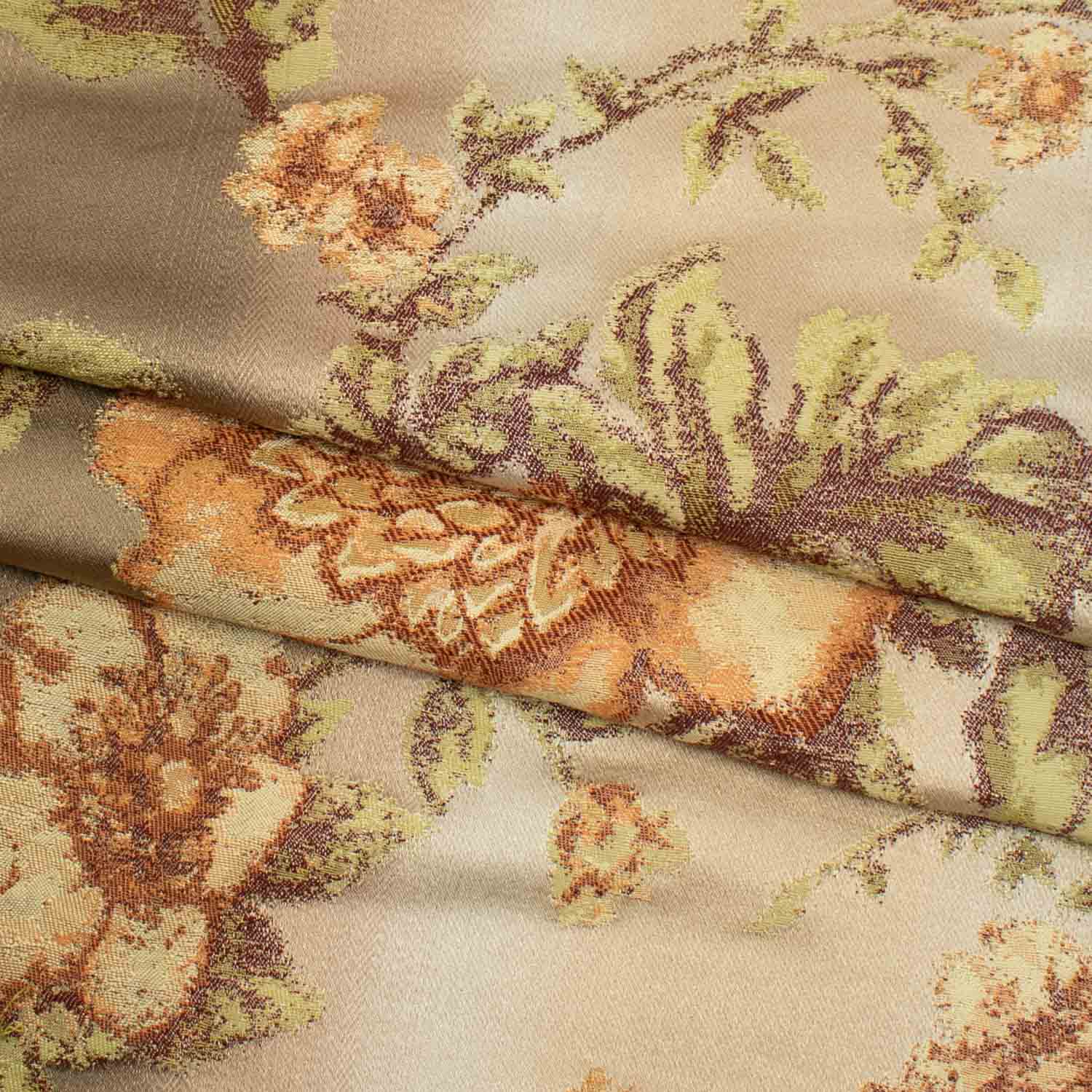 Turkish Curtaining/Upholstery Large Floral Brocade on Ombré Shaded Beige