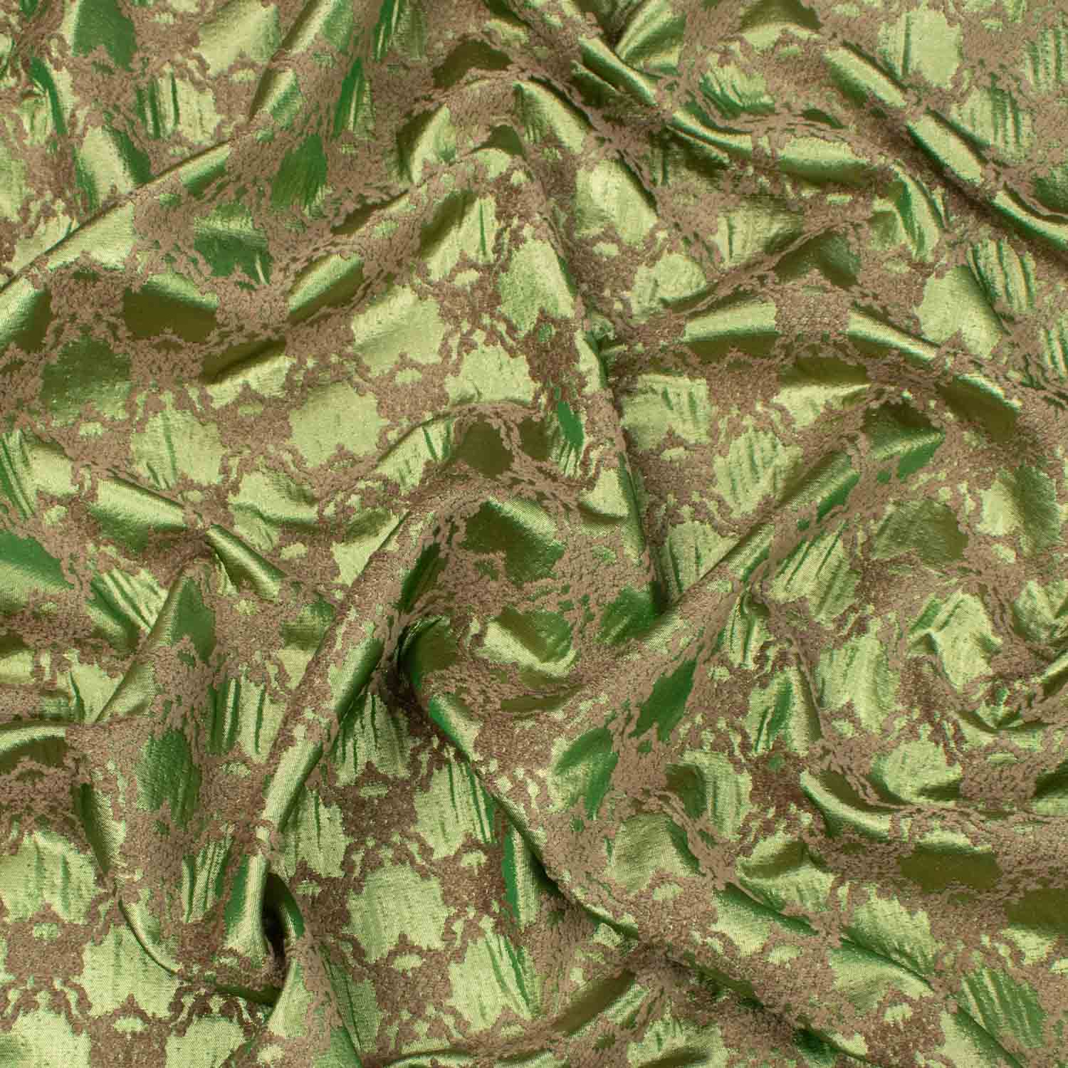 Turkish Curtaining/Upholstery Shiny Green Geometirc Jacquard