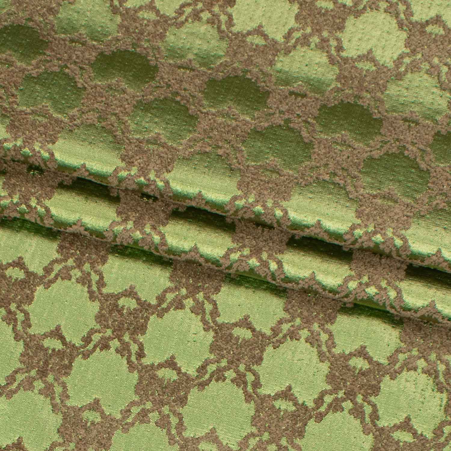 Turkish Curtaining/Upholstery Shiny Green Geometirc Jacquard