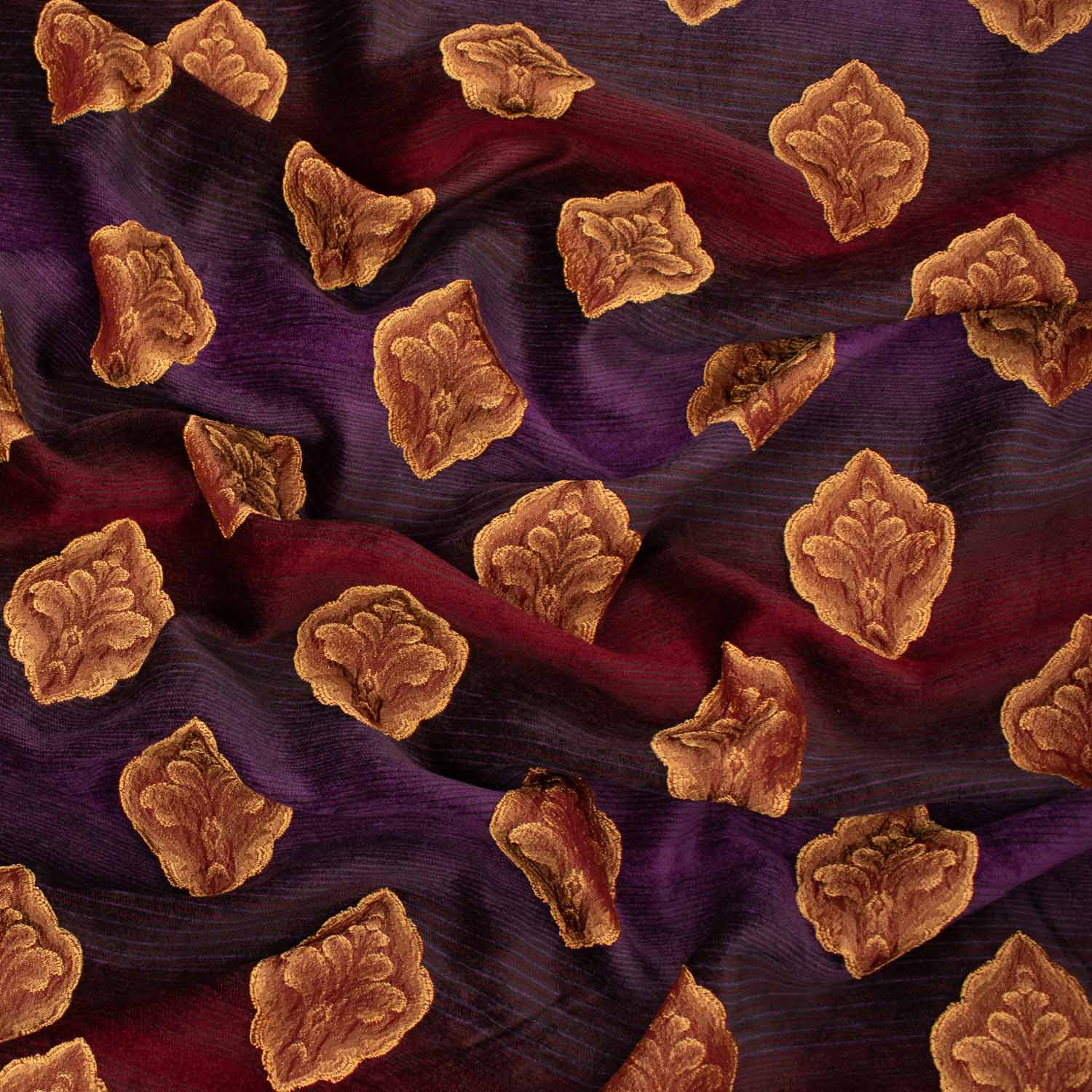 Turkish Curtaining/Upholstery Embroidered Vintage Floral Ombre Shaded Brocade Chenille