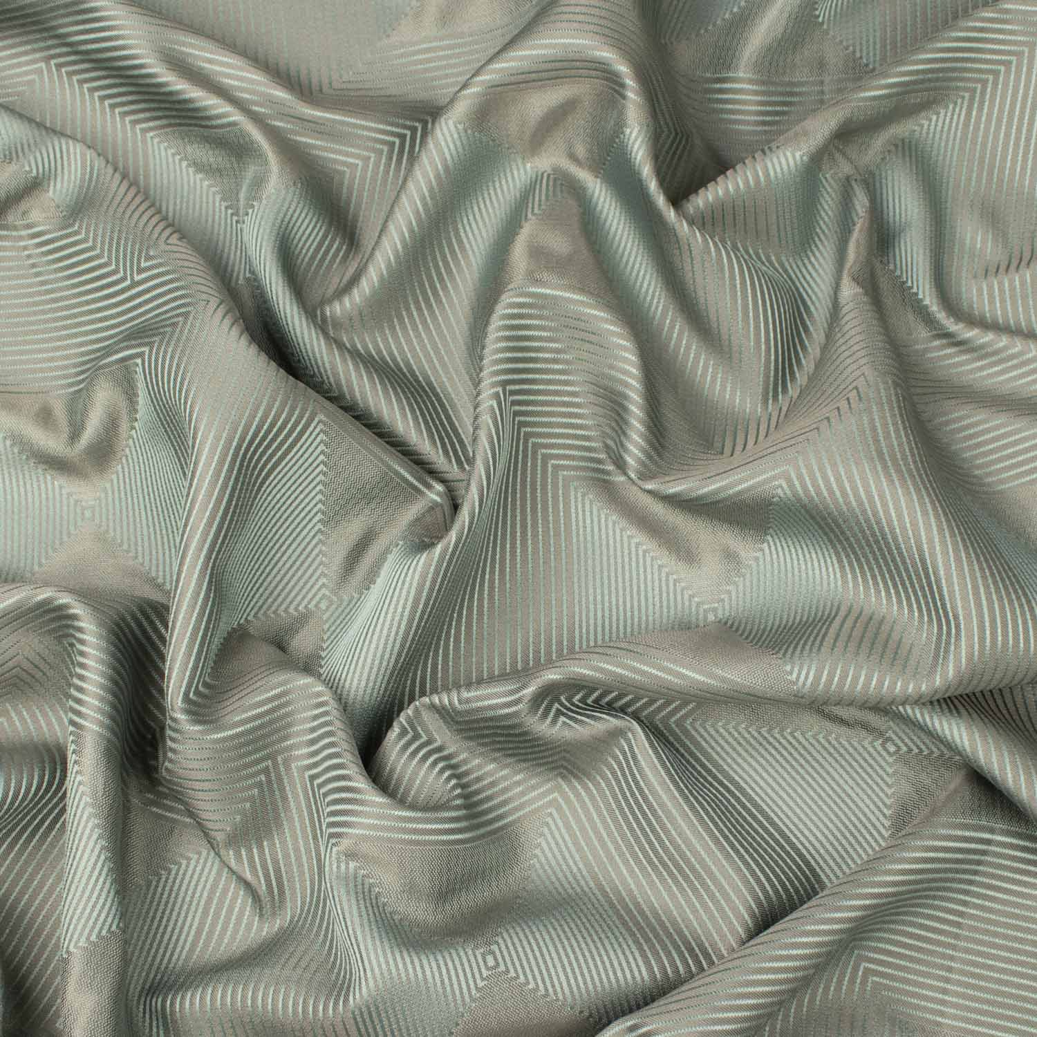 Turkish Curtaining/Upholstery Silver Geometirc Jacquard