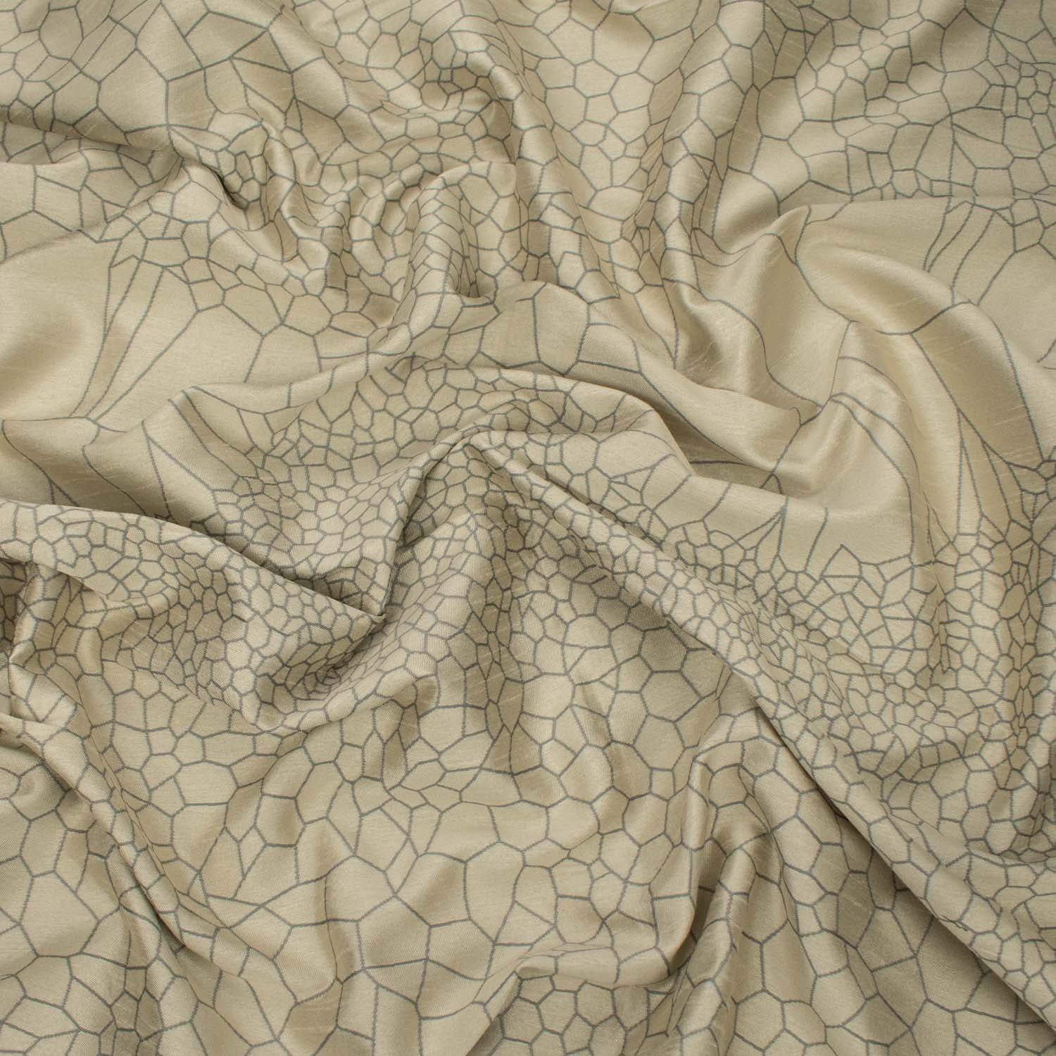 Turkish Curtaining/Upholstery Ivory & Grey Reversible Geometirc Jacquard