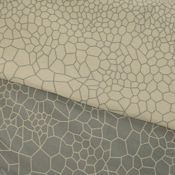 Turkish Curtaining/Upholstery Ivory & Grey Reversible Geometirc Jacquard