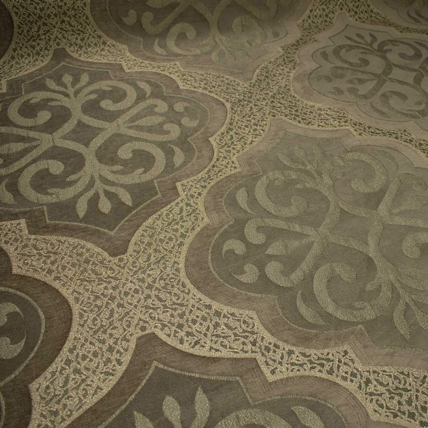 Turkish Curtaining/Upholstery Metallic Vintage Floral Reversible Chenille Brocade