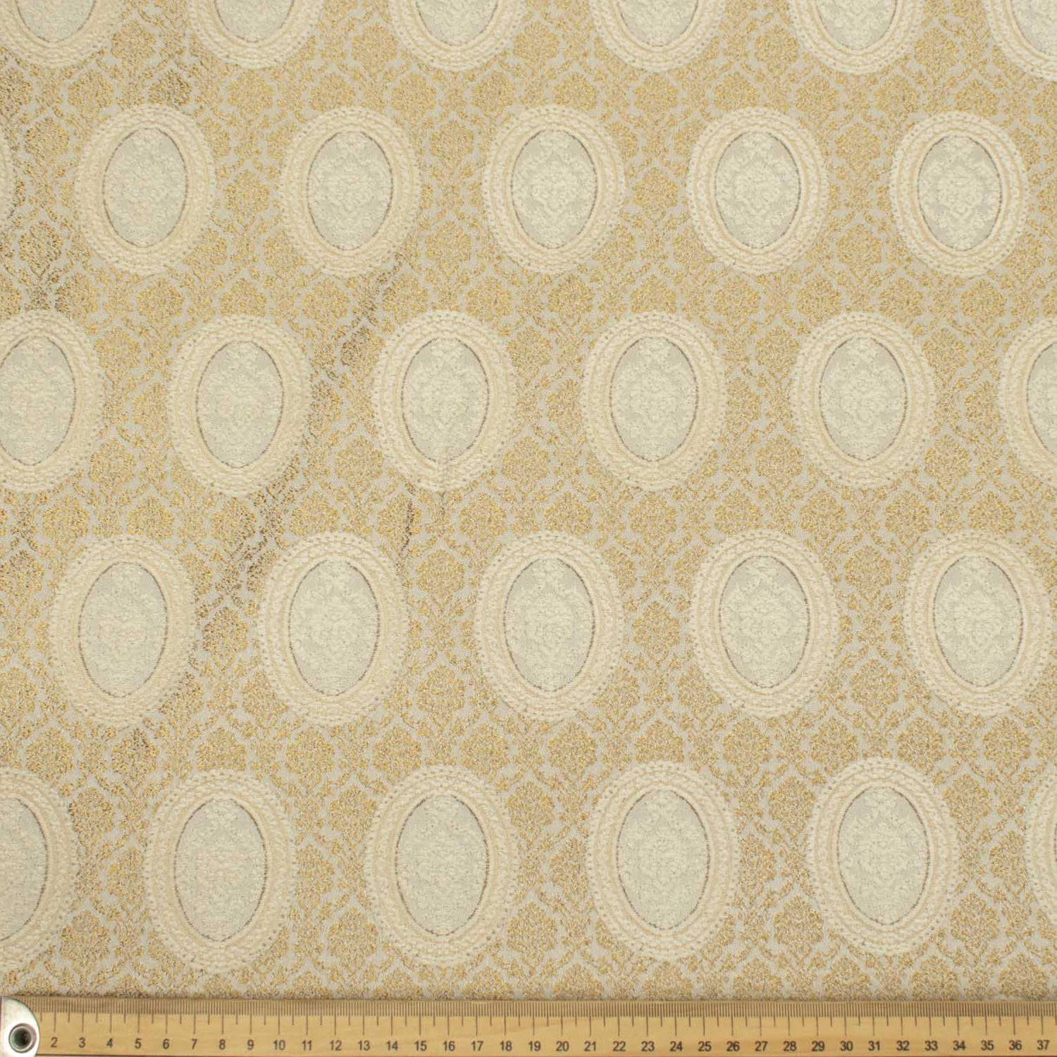 Turkish Curtaining/Upholstery Cream Vintage Baroque Chenille Jacquard