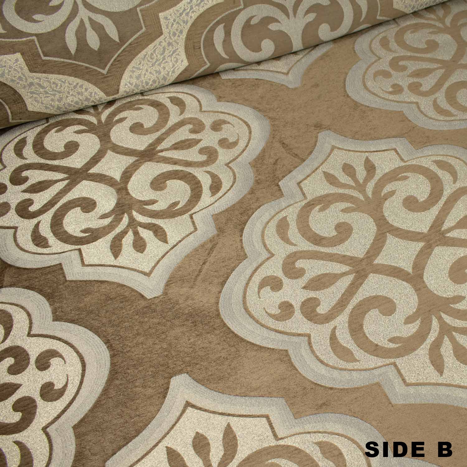 Turkish Curtaining/Upholstery Metallic Vintage Floral Reversible Chenille Brocade