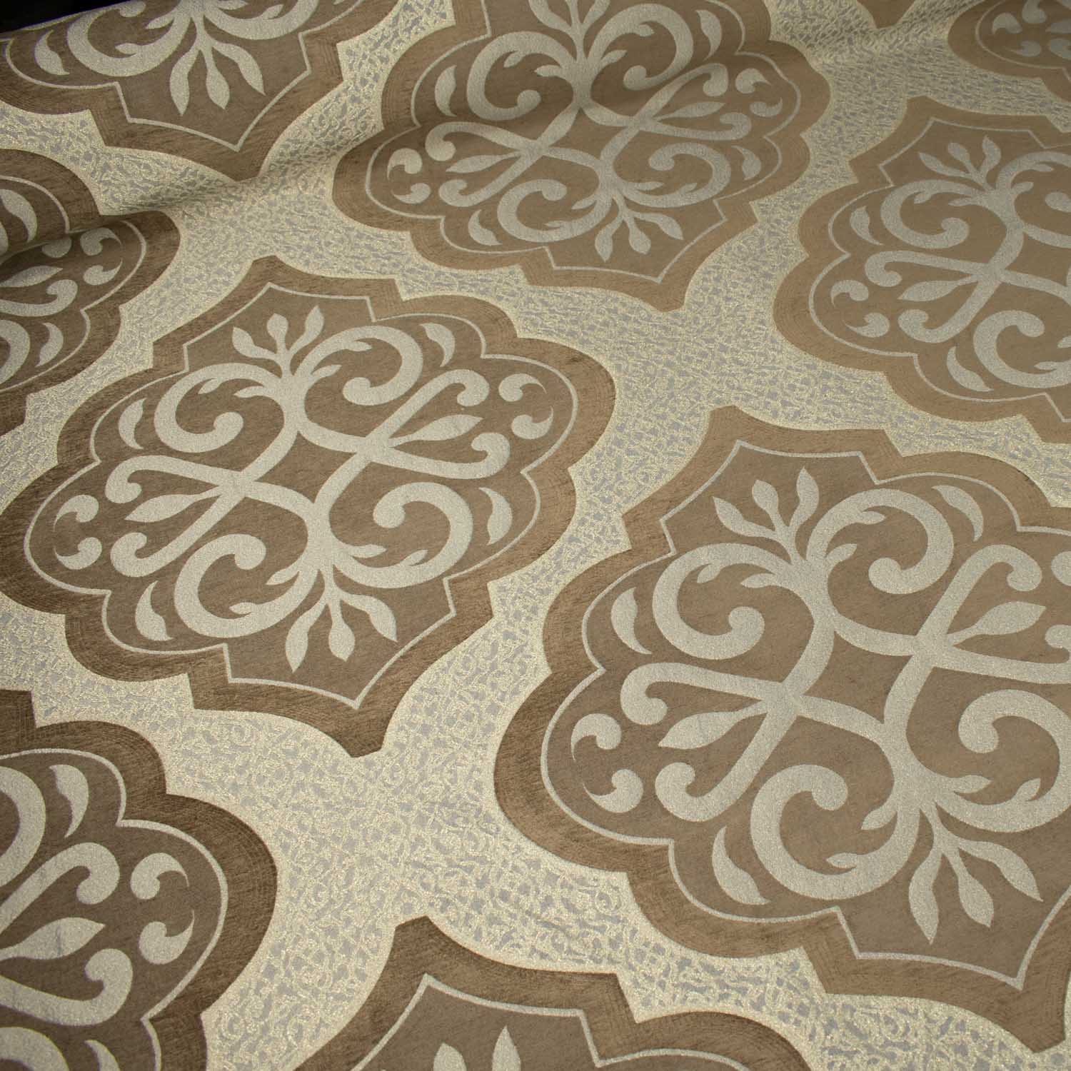 Turkish Curtaining/Upholstery Metallic Vintage Floral Reversible Chenille Brocade