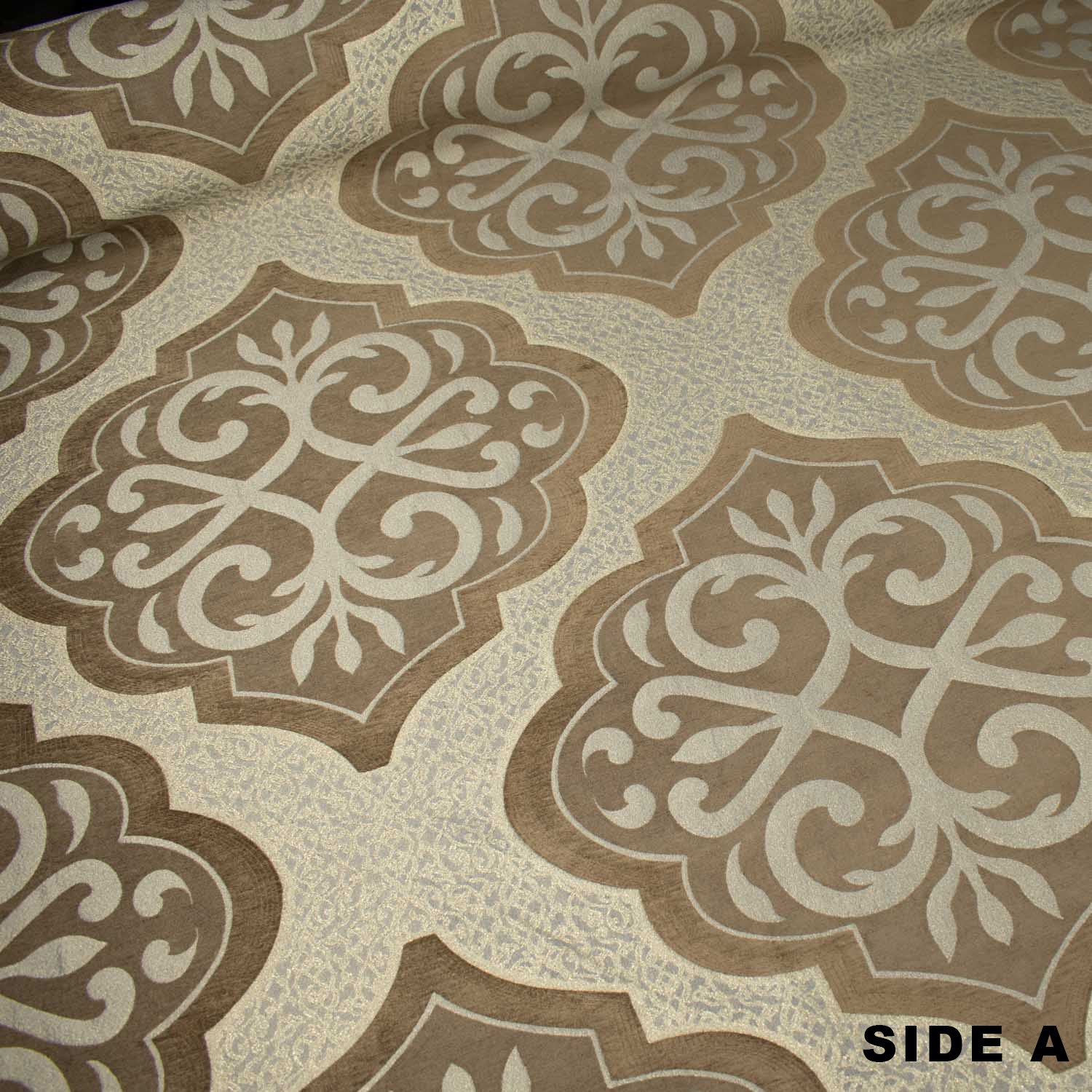 Turkish Curtaining/Upholstery Metallic Vintage Floral Reversible Chenille Brocade