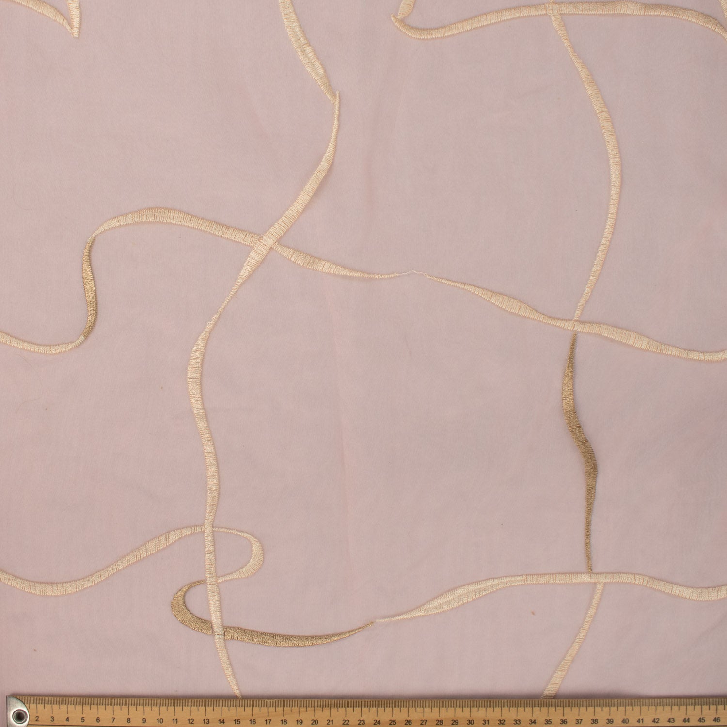 Turkish Curtaining Sheer/Voile Cream & Beige Embroidered Checks on Coral