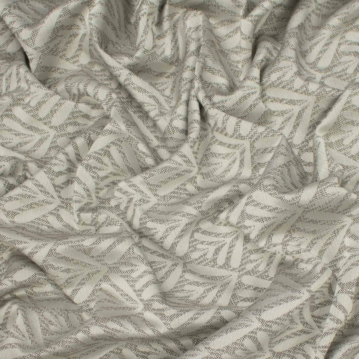 Turkish Curtaining/Upholstery Silver Leaves Geometirc Jacquard